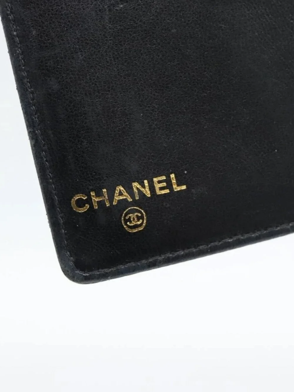 CHANEL Card Case Grained Calf Skin Black CC Auth 188321M